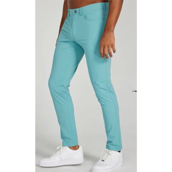 REDVANLY Kent Pull On Pant/Trouser Sz L Men Performance Golf Canal Blue NWT - Picture 2 of 5